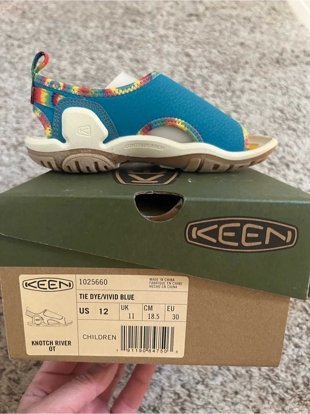 Keen Kids Vivid Blue Sandal with Rainbow Tie-Dye Trim